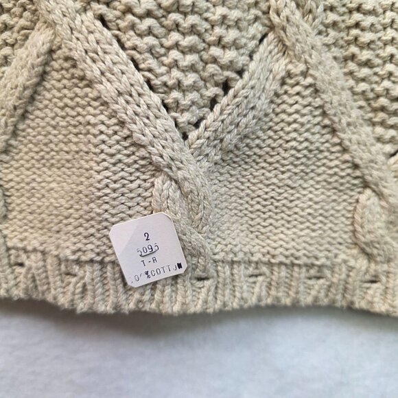 Chava Cotton XL Cable Knit Sweater Beige Practical Preppy Light Academia USA - Picture 4 of 10